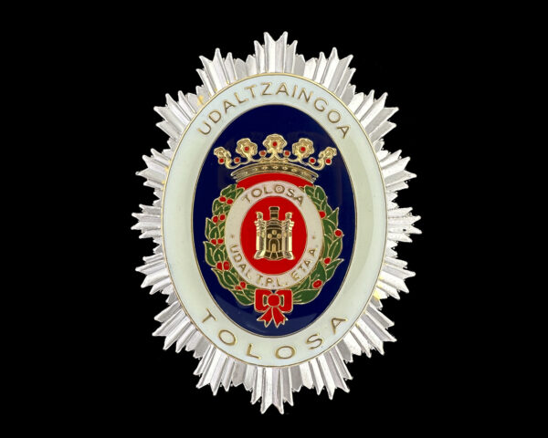 Antigua placa de identificación profesional de la policía municipal de Tolosa, Guipuzcoa