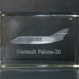 Dassault Falcon 20 cristal grabado 3D avión