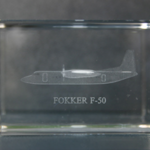 Fokker F50 cristal grabado 3d avión