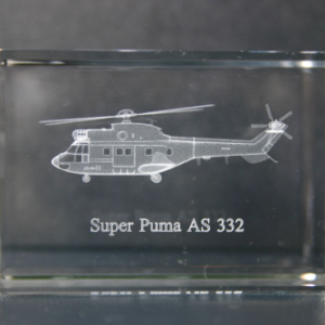 Super Puma AS 332 cristal grabado 3D helicóptero
