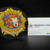 bordado toga 100 mm juez dorado tarjeta de visita insignia online by docalair
