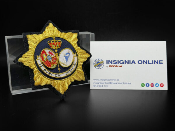 bordado toga 85 mm secretario judicial dorado tarjeta de visita insignia online by docalair