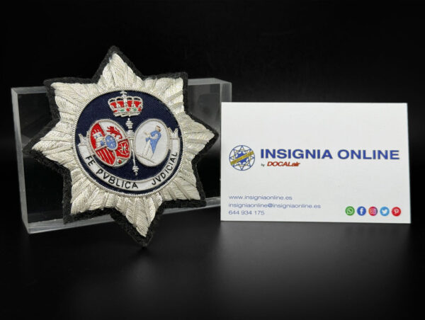 bordado toga 85 mm secretario judicial plateado tarjeta de visita insignia online by docalair