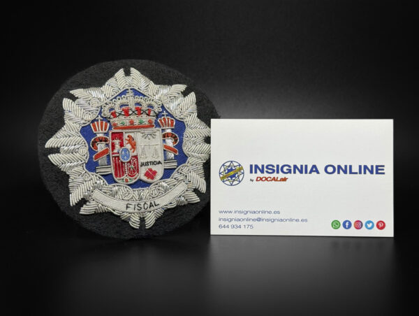 FISCAL V2 tarjeta de visita insignia online emblema bordado justicia 85 mm