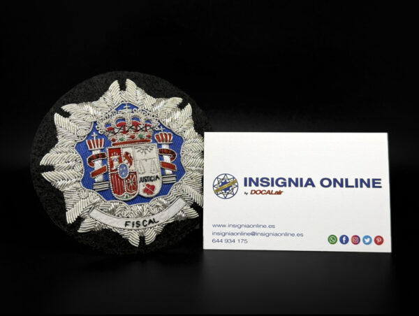 FISCAL tarjeta de visita insignia online emblema bordado justicia 85 mm