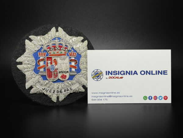 JUEZ DE PAZ tarjeta de visita insignia online emblema bordado justicia 85 mm