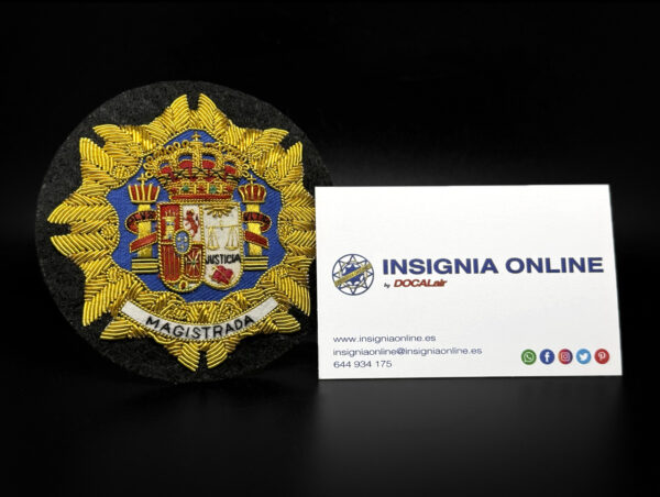 MAGISTRADA tarjeta de visita insignia online emblema bordado justicia 85 mm