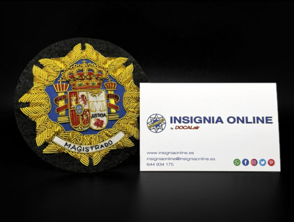 MAGISTRADO tarjeta de visita insignia online emblema bordado justicia 85 mm