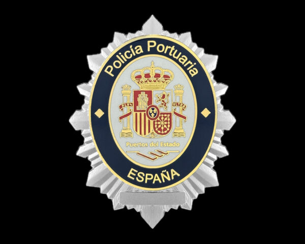 Placa policía portuaria puertos del estado España DORADO Y PLATEADO