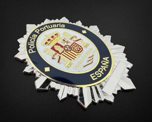 Placa policía portuaria puertos del estado España DORADO Y PLATEADO detalles