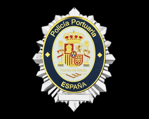 Placa policía portuaria puertos del estado España DORADO Y PLATEADO