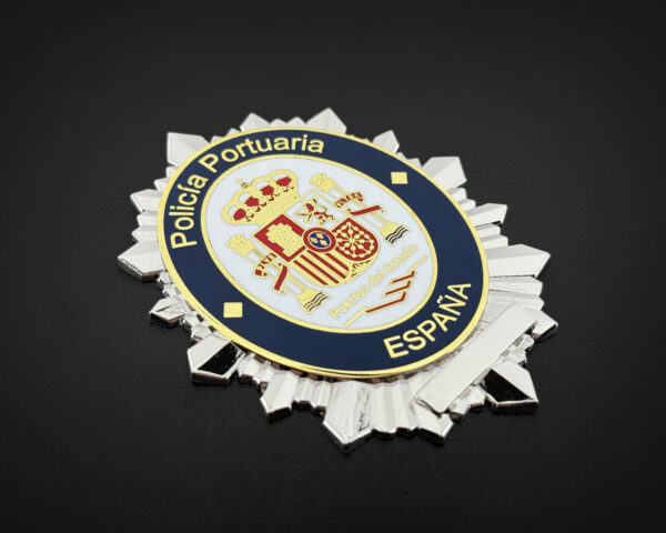 Placa policía portuaria puertos del estado España DORADO Y PLATEADO detalles
