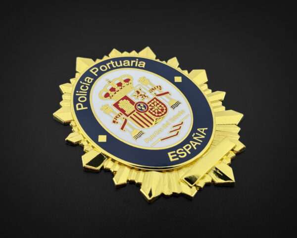 Placa policía portuaria puertos del estado España DORADO detalles