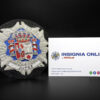 JUTGE tarjeta de visita insignia online emblema bordado justicia 85 mm