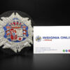 JUTGESSA tarjeta de visita insignia online emblema bordado justicia 85 mm