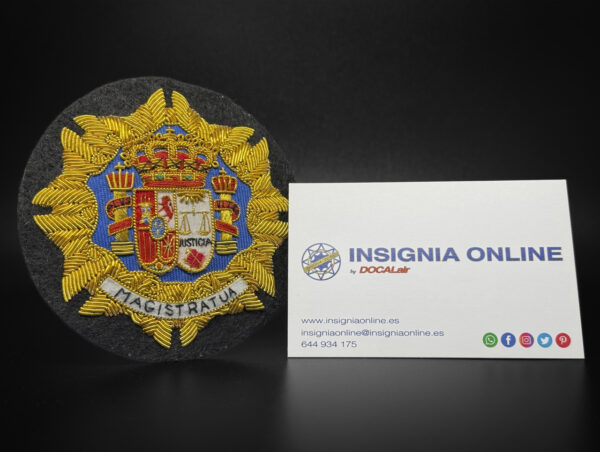 MAGISTRATUA tarjeta de visita insignia online emblema bordado toga justicia 85 mm