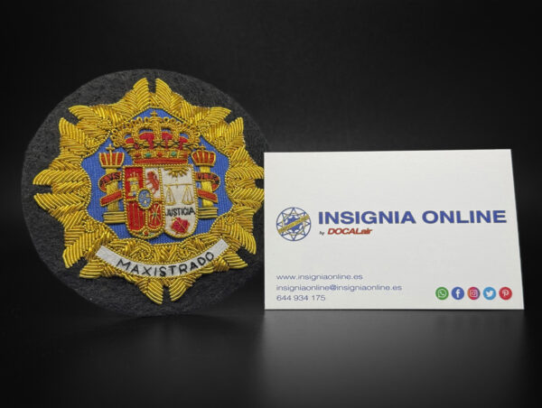 MAXISTRADO tarjeta de visita insignia online emblema bordado toga justicia 85 mm